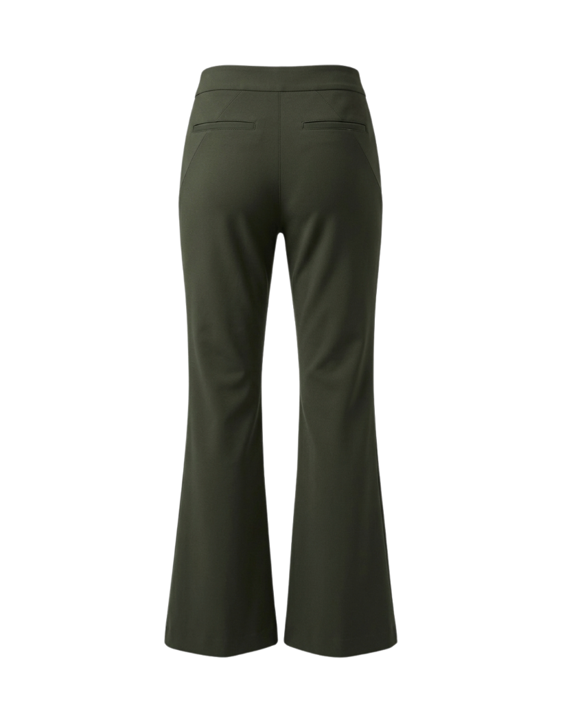 Sophisticated Olive Green Flared Trousers - 32668