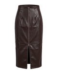 Faux Leather Double-Zip Maxi Skirt - 31903
