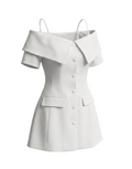 Elegant Off-the-Shoulder Blazer Dress - 29808