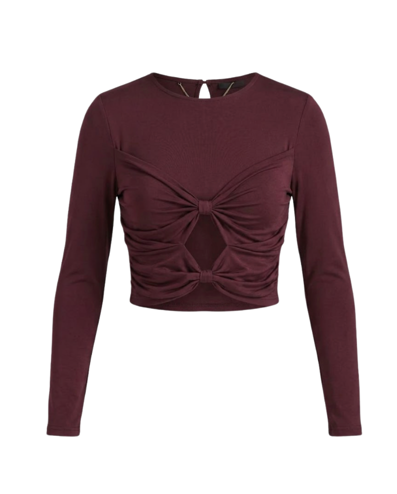 Ruched Long-Sleeve Crop Top - 32185