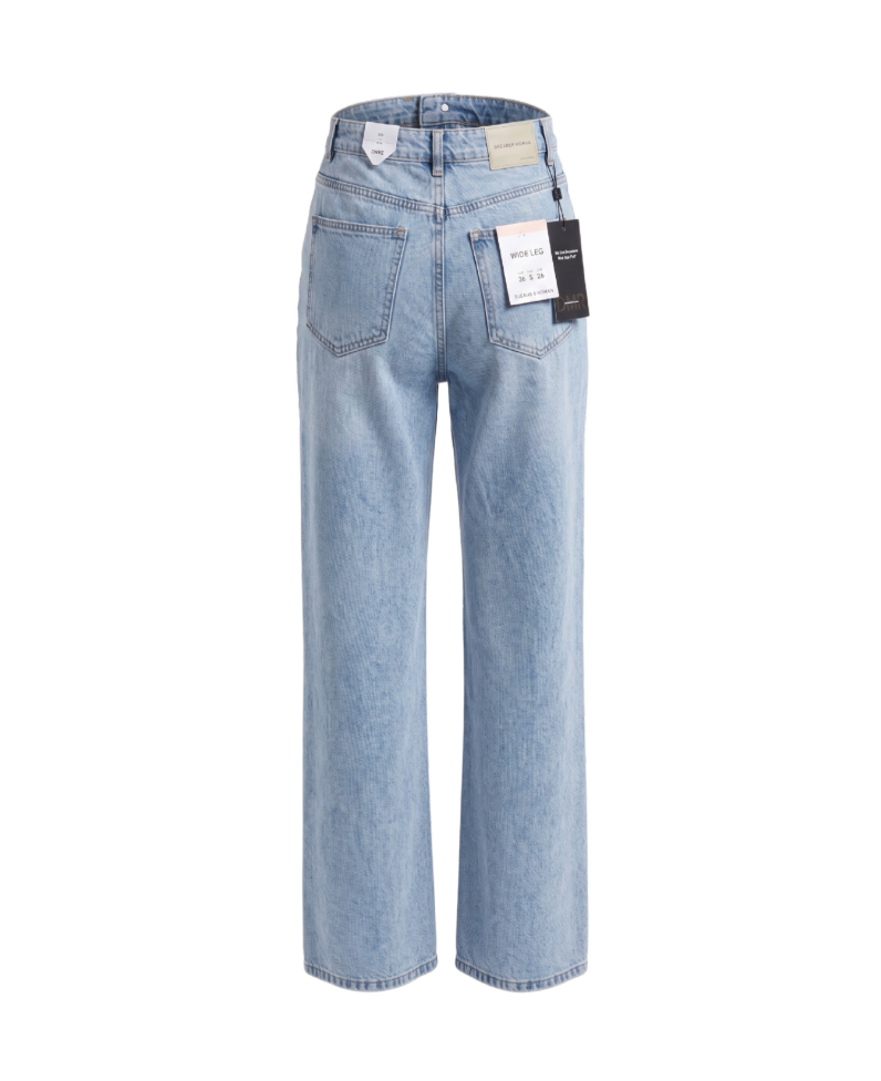 Embroidered Side-Stripe Wide Leg Jeans - 27896