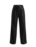 Sparkling Black High-Waist Wide-Leg Sequin Trouser - 32348