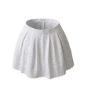 White Eyelet Lace Mini Skirt - 33595