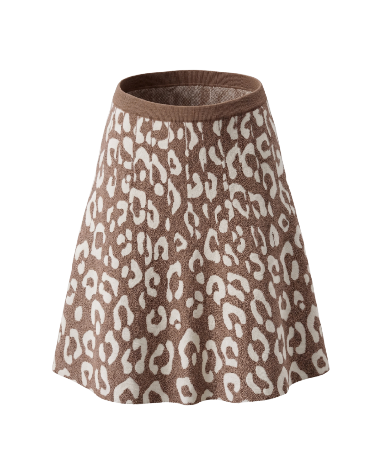 Elegant Leopard Print Knit Skirt - 33678