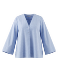 Crisp Striped V-Neck Blouse - 32967