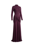 Ruched Twist Maxi Dress in Deep Plum - 32028