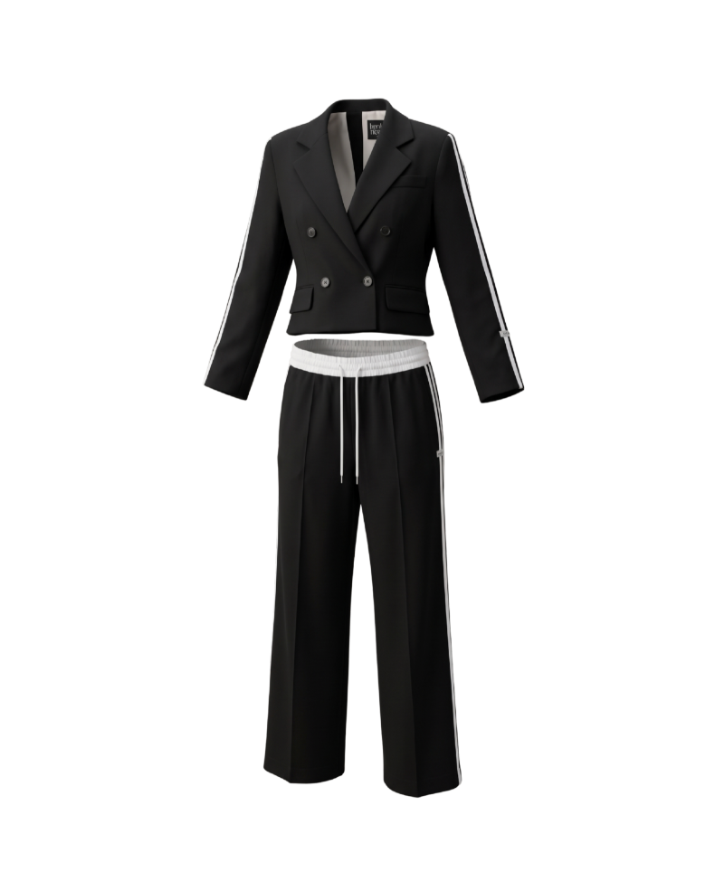 Sporty Chic Button-Back Blazer & Pants Set - 32030