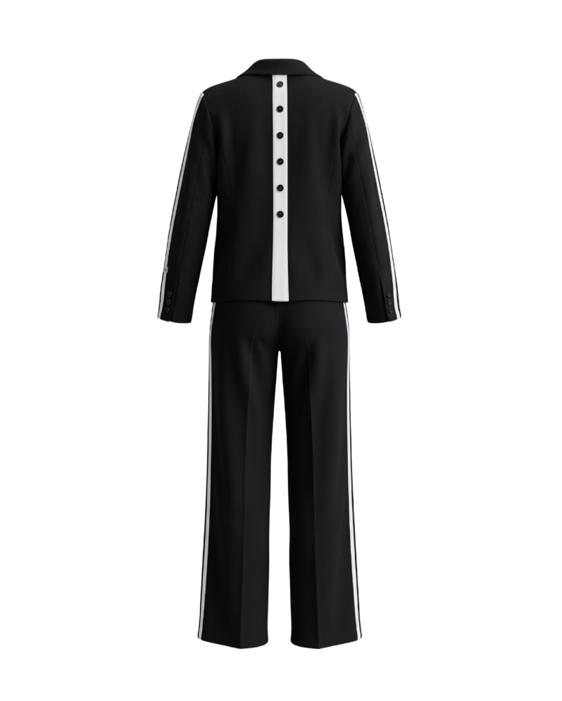 Sporty Chic Button-Back Blazer & Pants Set - 32030