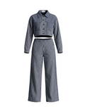 Striped Two-Piece Denim Co-Ord Set - 31909