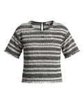 Textured Stripe Short Sleeve Blouse - 33789