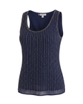 Beaded Navy Blue Chiffon Camisole - 33773