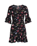 Floral Faux-Wrap Mini Dress with Ruffle Details - 954