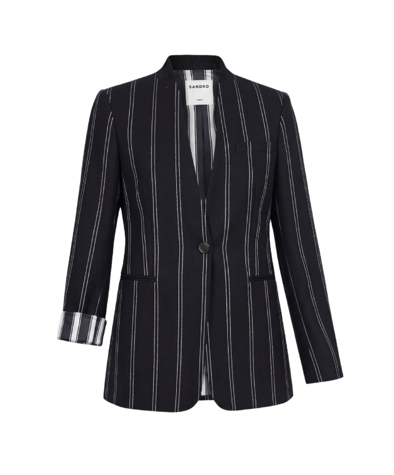 Sandro Paris Striped Single-Button Blazer - 18631
