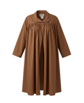 Elegant Brown Gathered Smock Robe - 10102