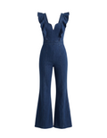 Dark Wash Denim Ruffle Jumpsuit - 30703