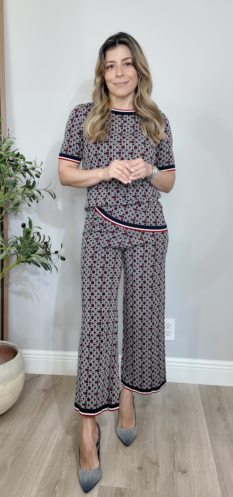 CH Initials Monogram Knit Matching Set - 34639