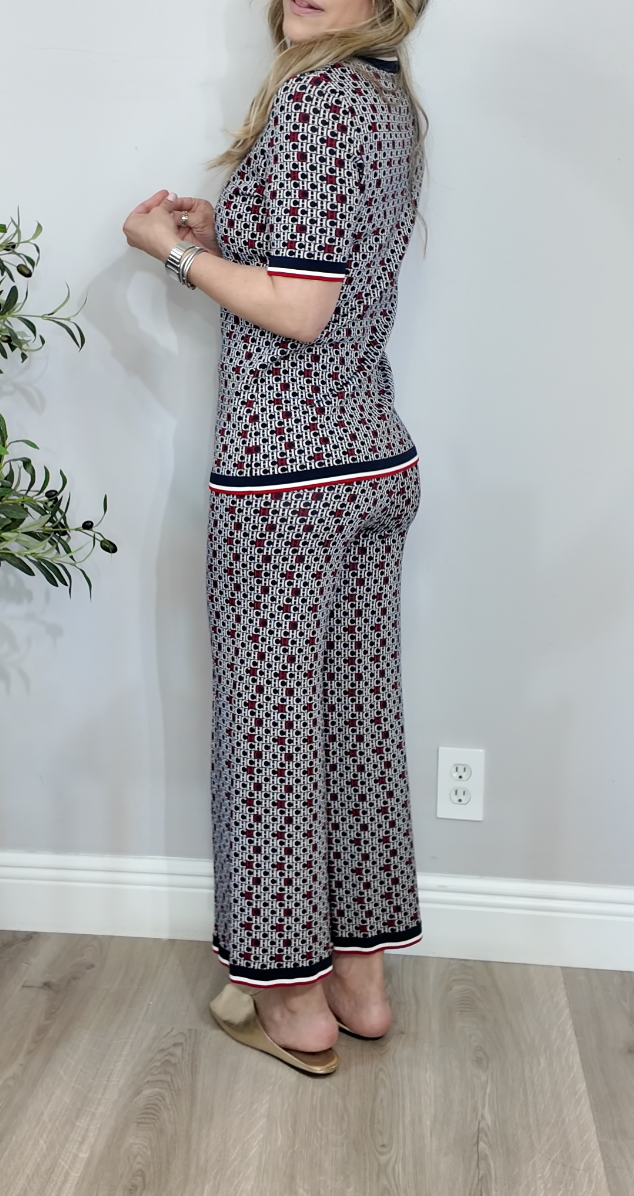CH Initials Monogram Knit Matching Set - 34639