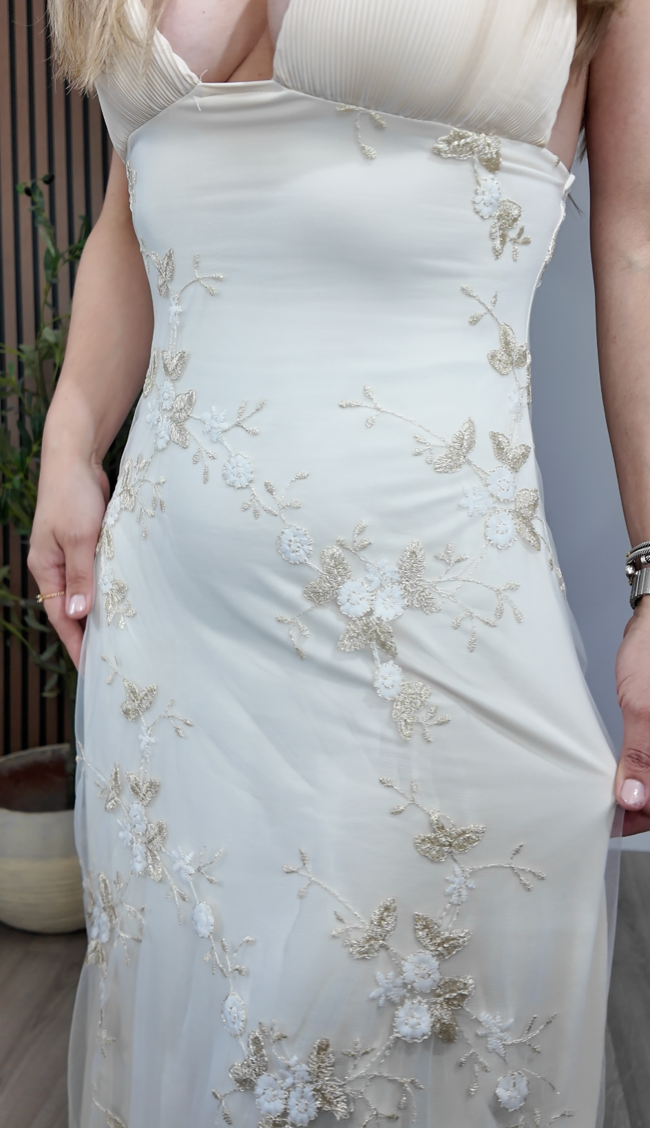 Cream Floral Maxi Dress - 34770