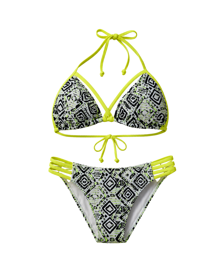 Neon Tribal Print Bikini Set - 1956