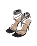 Elegant Rhinestone Strappy Heeled Sandals - 13718