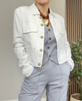 Classic White Linen Utility Jacket - 34869