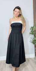 Two-Tone Smocked Maxi Dress - 34402