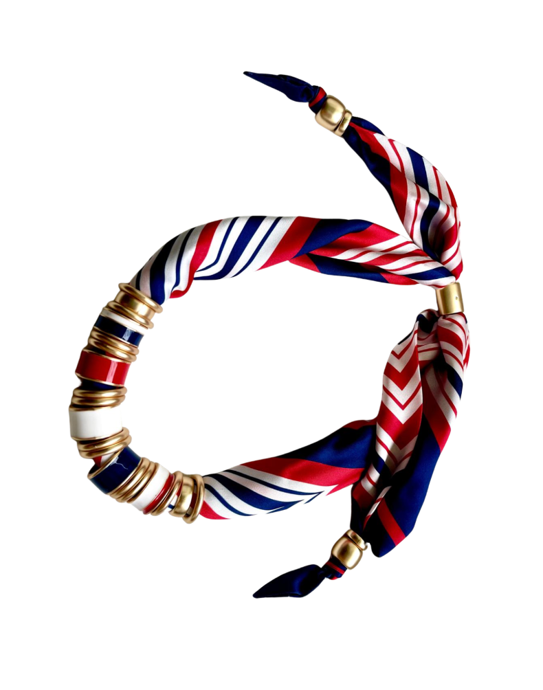 Nautical Striped Scarf Statement Necklace - 34878