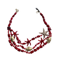 Vibrant Red Coral-Style Multi-Strand Marine Necklace - 34882