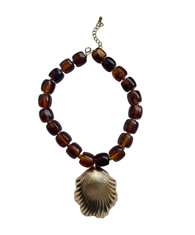 Tortoiseshell Amber Bead Necklace - 34964