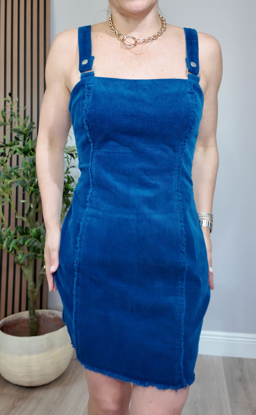 Teal Corduroy Mini Dress - 34500