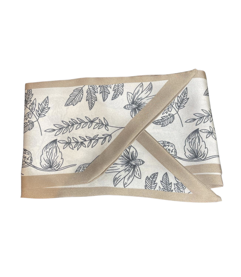 Botanical Sketch Silk-Feel Skinny Scarf - 17896