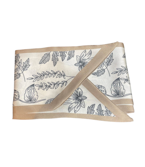 Botanical Sketch Silk-Feel Skinny Scarf - 17896