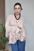 Elegant Ruffled High-Neck Blouse - 34987