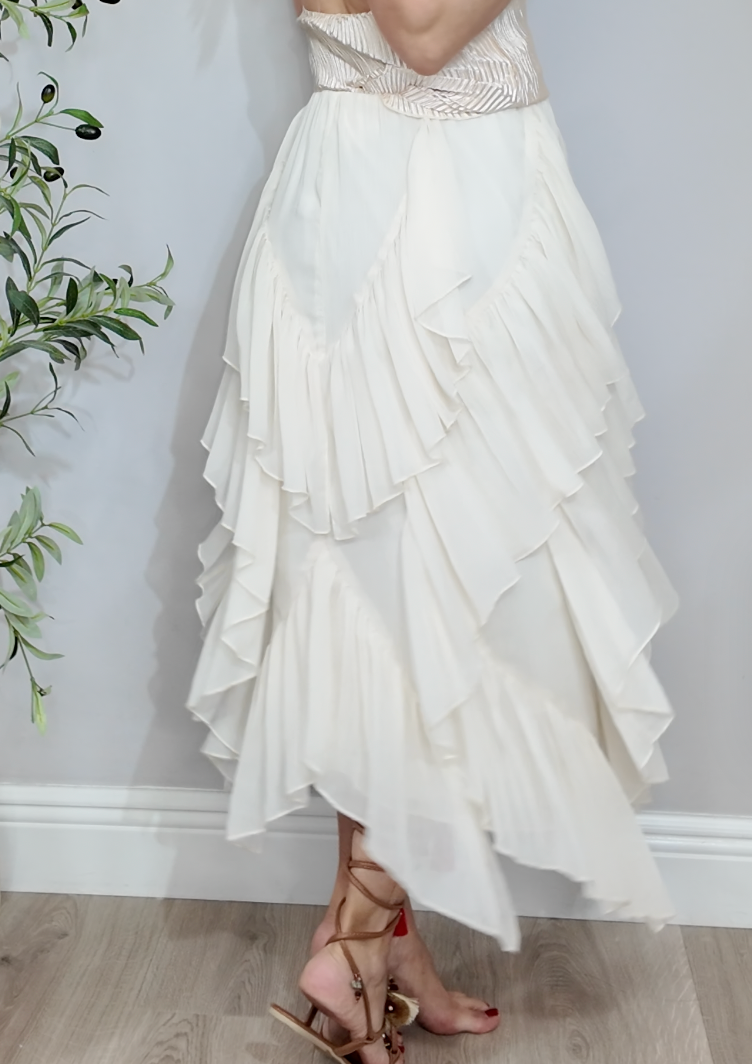 Off-White Tiered Ruffle Maxi Skirt - 34988
