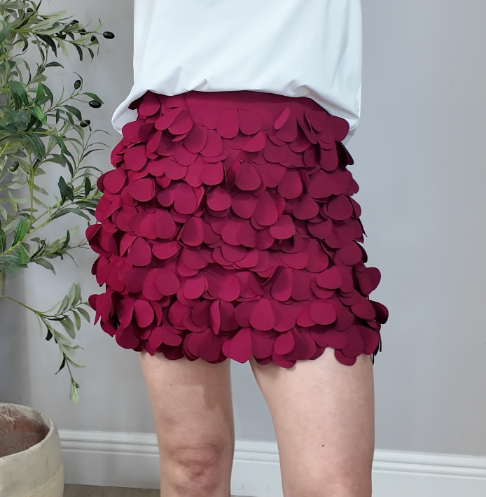 Burgundy Heart-Petal Skort - 34915