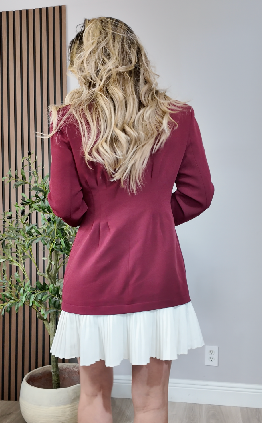 Burgundy Blazer Mini Dress - 35089