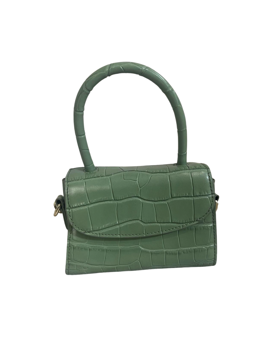 Sage Green Croc-Embossed Mini Handbag - 35023 – Closet de tesoros