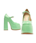 Mint Green Patent Platform Mary Janes -  35028