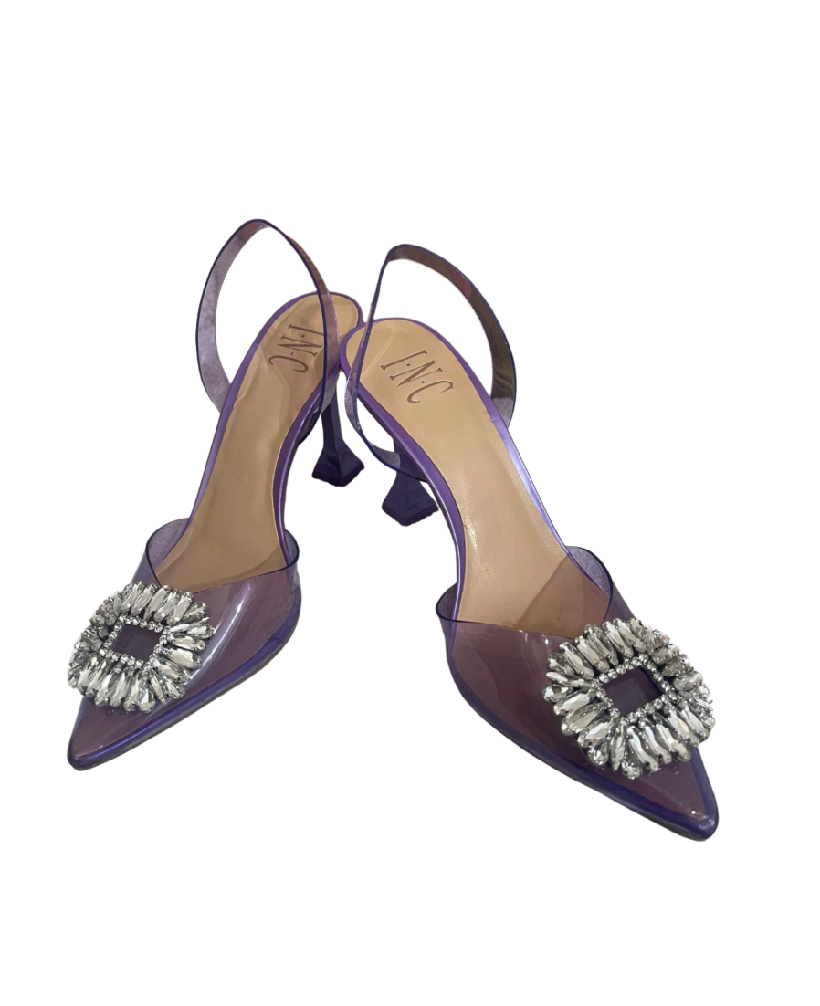I.N.C. Purple Clear Rhinestone Slingback Pumps - 35040