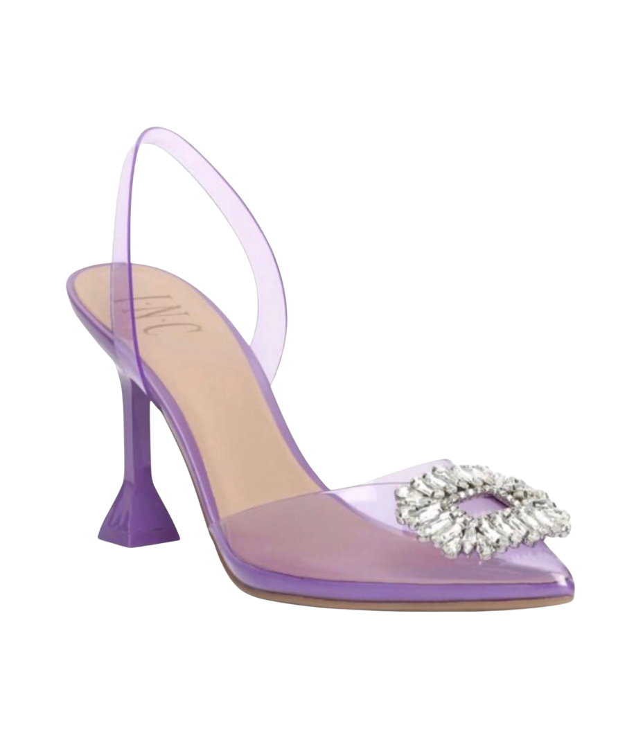 I.N.C. Purple Clear Rhinestone Slingback Pumps - 35040