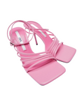Pink Strappy Square-Toe Heeled Sandals - 35041