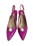 Jacqueline Moncayo Metallic Magenta Pearl Slingback Heels - 35042