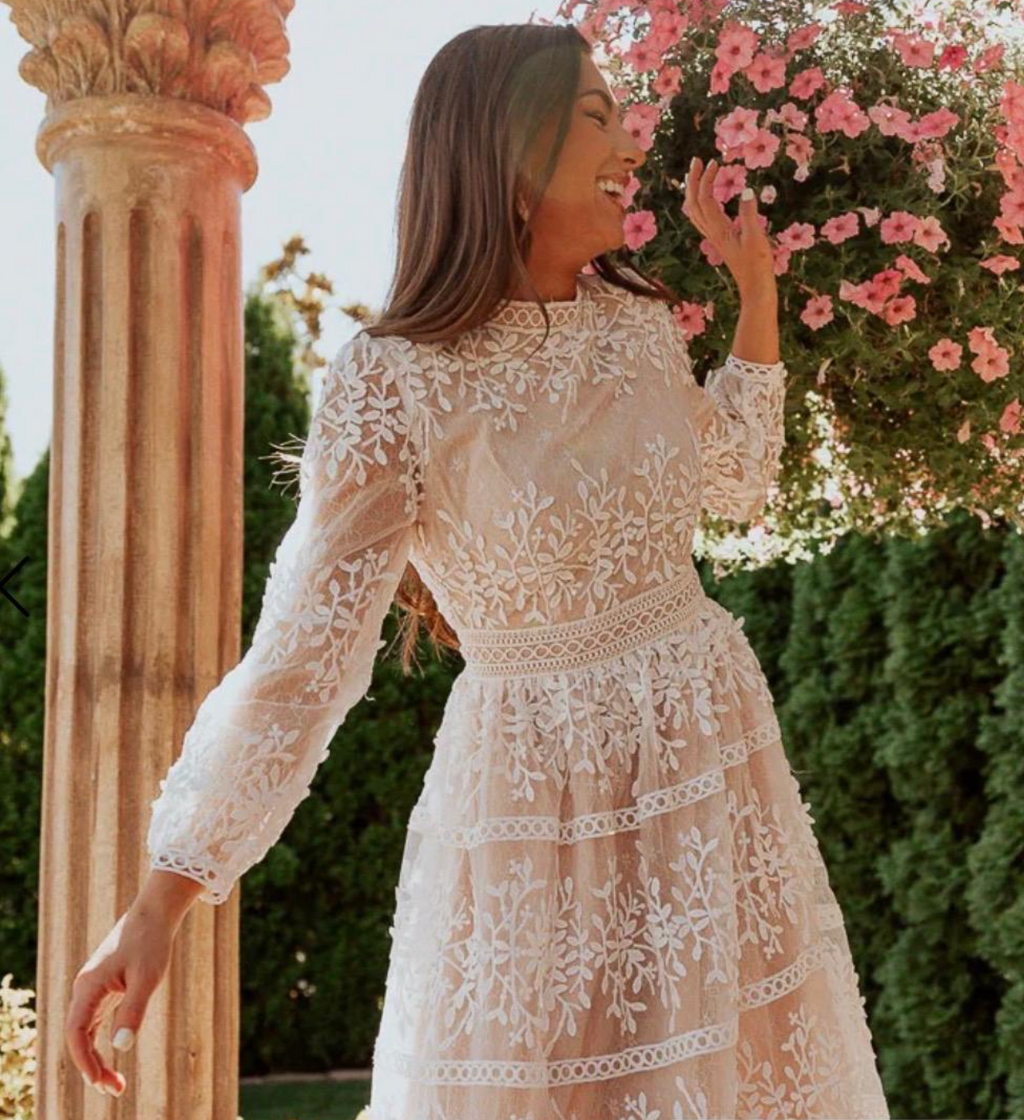 The Ivy City Whimsical Romance Lace Midi Dress - 34996