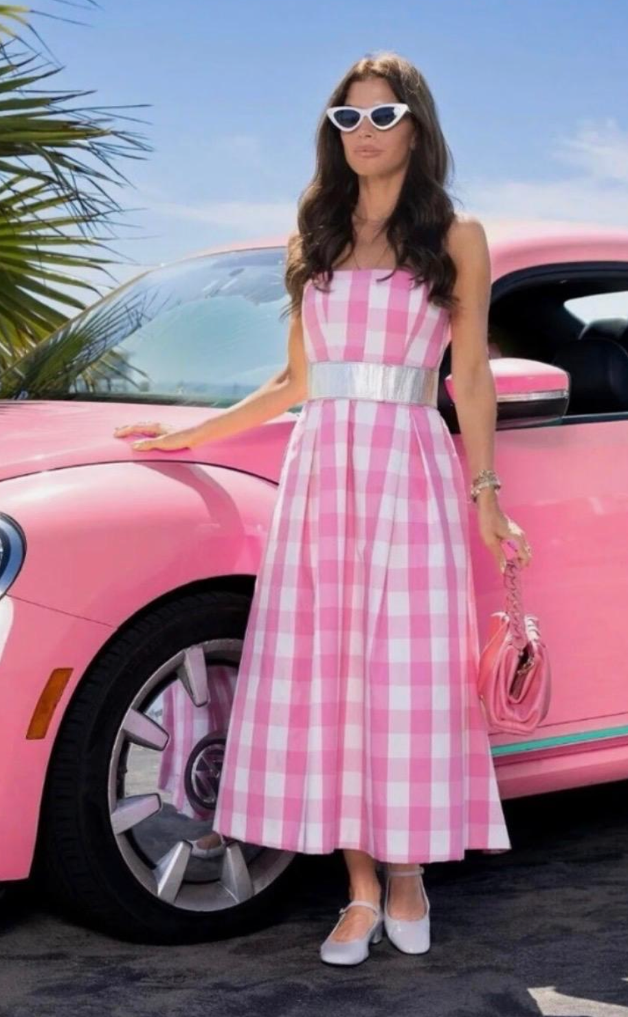 Pink Gingham Midi Dress - 34999