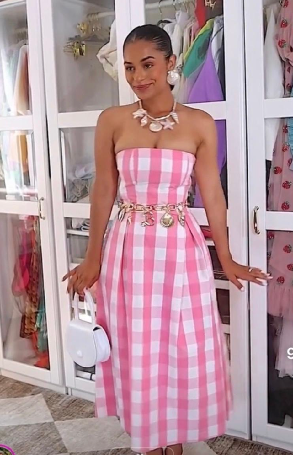 Pink Gingham Midi Dress - 34999