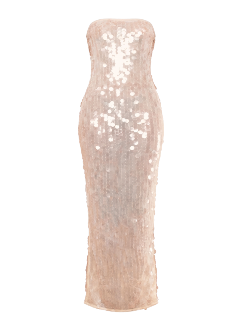Strapless Sequin Maxi Dress - 34977
