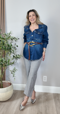 Geometric Mosaic Print Straight-Leg Trousers - 34390