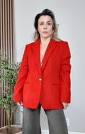 Crimson Gold-Button Wool-Blend Blazer - 34379