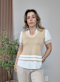 Preppy Varsity Layered Knit Top - 35091