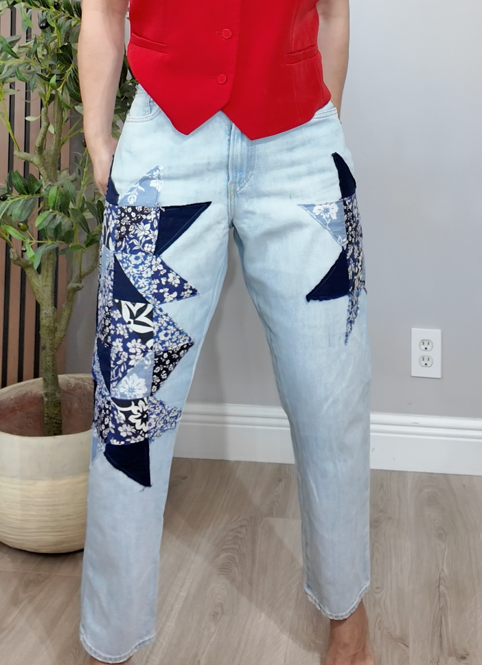 Patchwork Star Denim Jeans - 35134